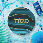 Pessach Seder hebräischen Imitate Agate Aquamarin Pappteller (Party)