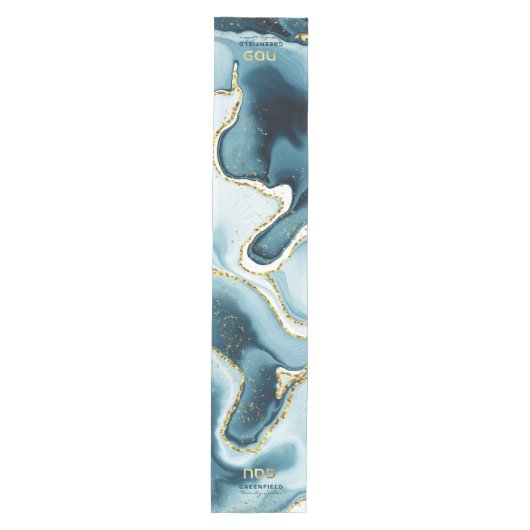 Pessach Seder Hebrew Aquamarin Agate Personalisier Mittelgroßer Tischläufer (Vorderseite)