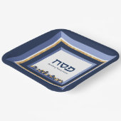 Pessach Seder Jerusalem Blue Gold Hebräisch Pappteller (Gewinkelt)