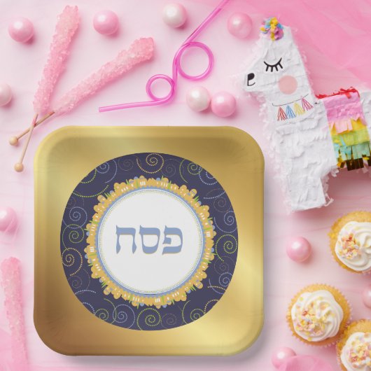 Pessach Seder Jerusalem Eleganter Platz Pappteller (Party)