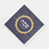 Pessach Seder Jerusalem Swirl Hebräisch Name Serviette (Ecke)