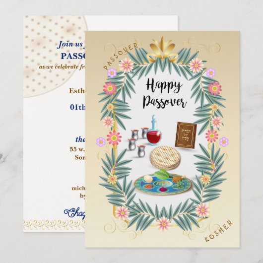 Pessach Seder Jüdischer Feiertag Einladung (Vorne/Hinten)