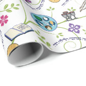 Pessach Seder Matza Weinfrösche farbig Geschenkpapier (Rolleneckpunkt)