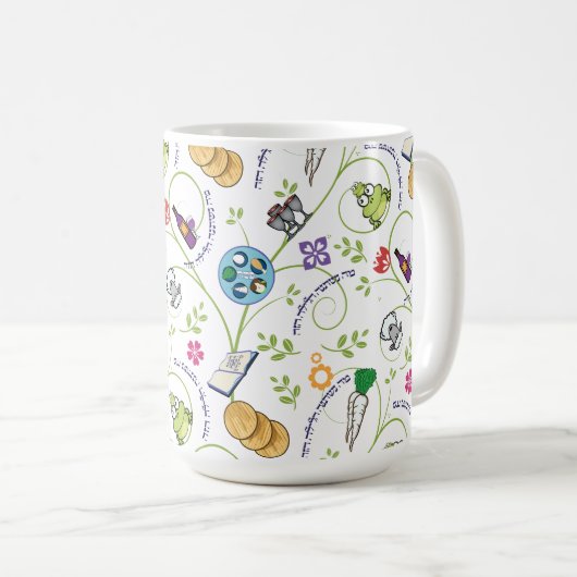Pessach Seder Matza Weinfrösche farbig Kaffeetasse (VorderseiteRechts)