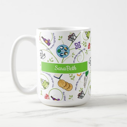 Pessach Seder Matza Weinfrösche farbig Kaffeetasse (Links)