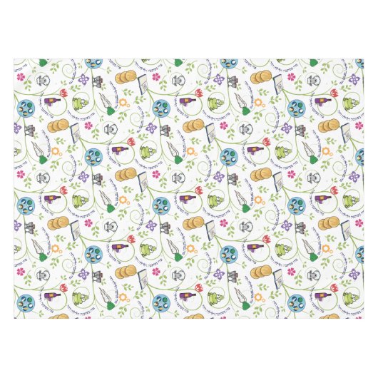 Pessach Seder Matza Weinfrösche farbig Tischdecke (Vorderseite (Horizontal))