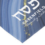 Pessach Seder Moderne Hebrew Blue Agate Mittelgroßer Tischläufer (Ecke)