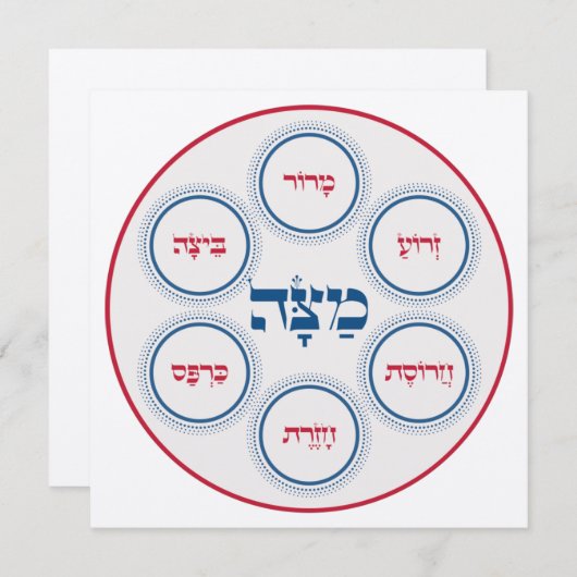 Pessach Seder Plate Hebräisch Modern (Vorne/Hinten)
