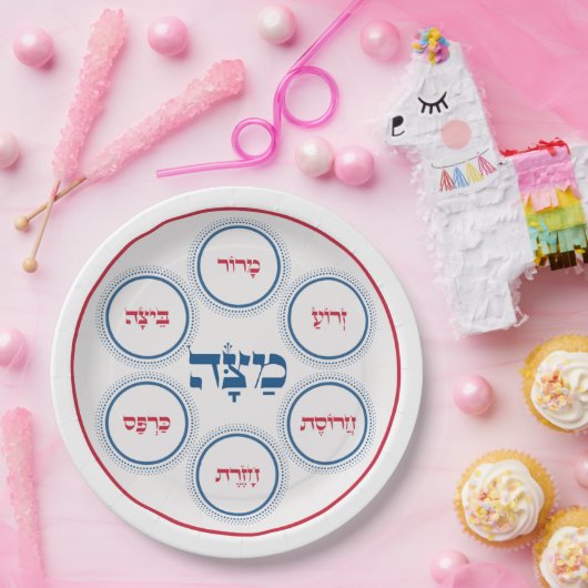Pessach Seder Plate Hebräisch Modern Pappteller (Party)