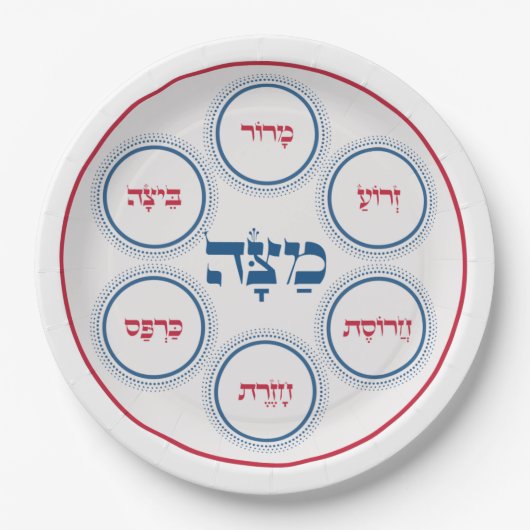 Pessach Seder Plate Hebräisch Modern Pappteller (Vorderseite)