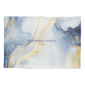 Pessach Segel Blue & Imitate Gold Agate Personalis Kissenbezug (Rückseite)