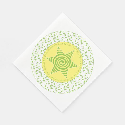 Pessach Standard Napkins ""Green/Yellow Blätter" Serviette (Ecke)