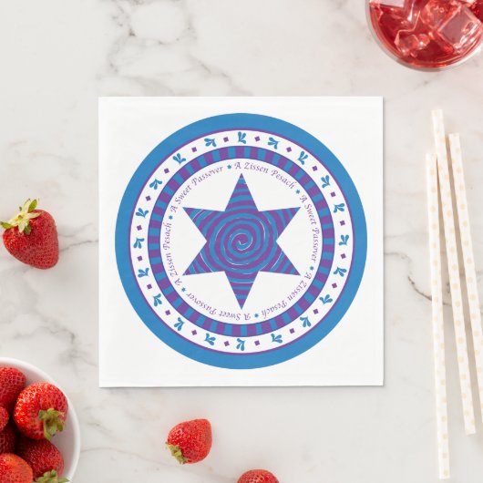 Pessach Standard Napkins "Lila/blau Design" Serviette (Beispiel)