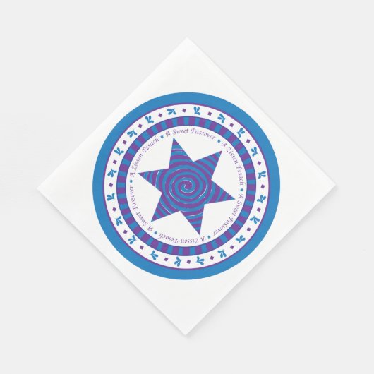 Pessach Standard Napkins "Lila/blau Design" Serviette (Ecke)