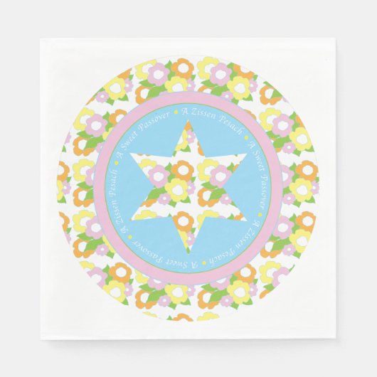 Pessach Standard Napkins "Pastel Blume" Design Serviette (Vorderseite)