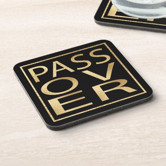 Pessach-Untersetzer "Classic Gold Passover" Getränkeuntersetzer (Linke Seite)