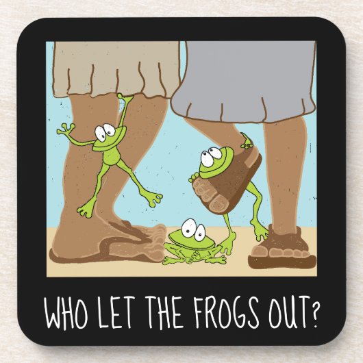 Pessach-Untersetzer Wer lasse die Frösche aus? Set Getränkeuntersetzer (Vorderseite)