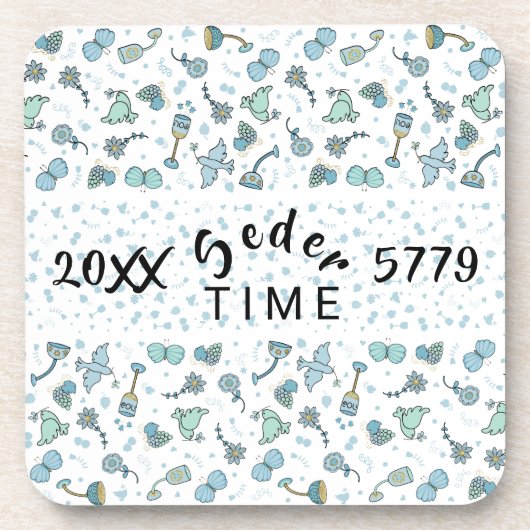 Pessach-Untersetzer "Whimsical Seder Time" Getränkeuntersetzer (Vorderseite)