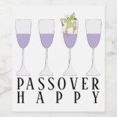 Pessach Weinflaschen Etikett Frosch in einem Glas (Einzelnes Label)