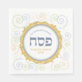 Pessach Weiß Jerusalem Swirl Hebräisch Name Serviette (Vorderseite)