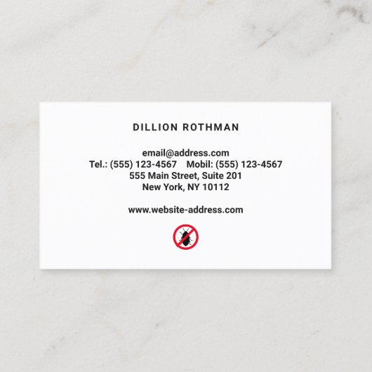 Pest Control Exterminator  Visitenkarte (Rückseite)