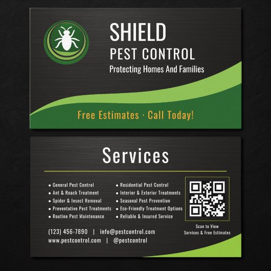 Pest Control Service QR Code Metallic Visitenkarte