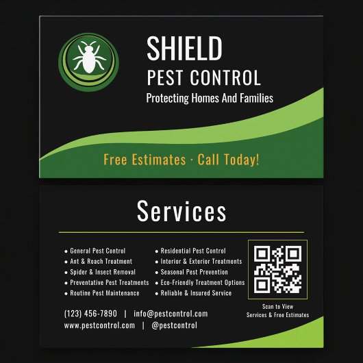 Pest Control Service QR Code Professional Visitenkarte