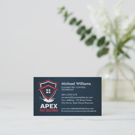 Pest Control Services - Exterminator Business Card Visitenkarte (Stehend Vorderseite)