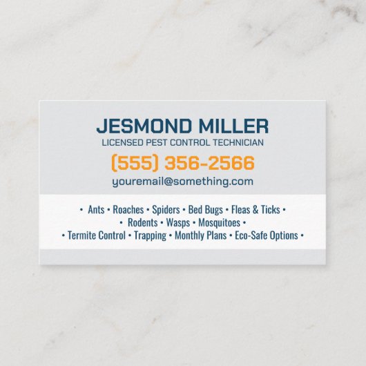 Pest Control Services - Exterminator Visitenkarte (Rückseite)