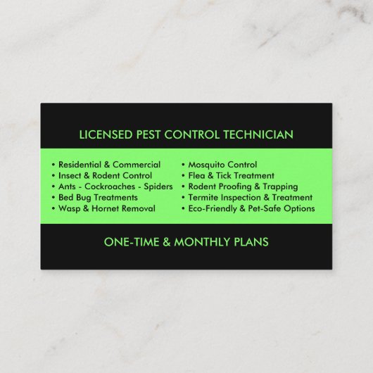 Pest Control Services - Exterminator Visitenkarte (Rückseite)