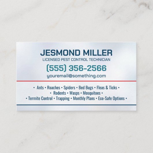 Pest Control Services - Exterminator Visitenkarte (Rückseite)