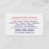 Pest Control Services - Exterminator Visitenkarte (Rückseite)