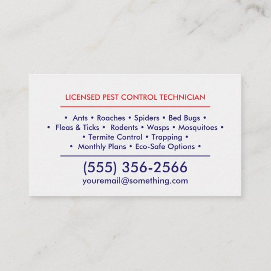 Pest Control Services - Exterminator Visitenkarte (Rückseite)