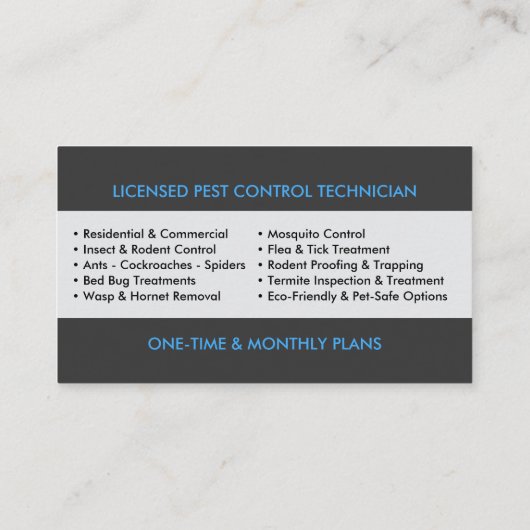 Pest Control Services - Exterminator Visitenkarte (Rückseite)