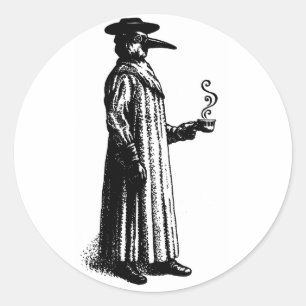 Pest-Doktor mit einem heißen Cuppa Runder Aufkleber