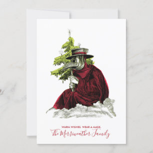 Pest Doktor Santa. Baby Es ist bekleidet draußen Karte