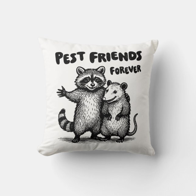 Pest Friends Forever Black Print Kissen (Vorderseite)