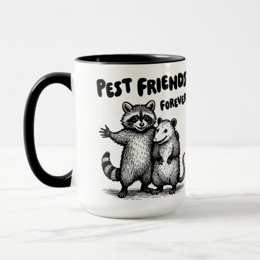 Pest Friends Forever Black Print Tasse (Links)
