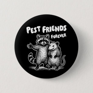 Pest Friends Forever White Print Button