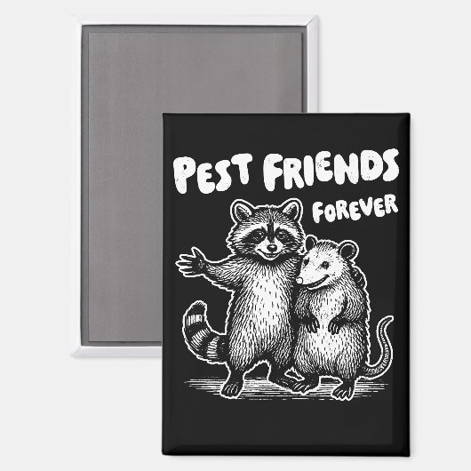 Pest Friends Forever White Print Magnet (Vorderseite/Rückseite)