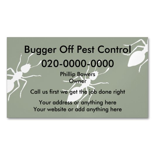 Pest Kontrolle UK Unternehmensmagnete Magnetische Visitenkarte (Vorderseite)