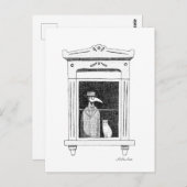 Pestarzt mit Katze an einem Fenster Steampunk Art Postkarte (Vorne/Hinten)