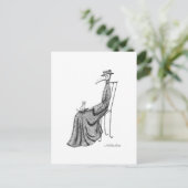 Pestarzt mit Katze auf einem Stuhl Goth Art sitzen Postkarte (Stehend Vorderseite)