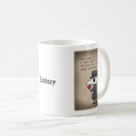 Pestarzt mit mittelalterlichem Liebe Gedicht Indiv Kaffeetasse (VorderseiteRechts)