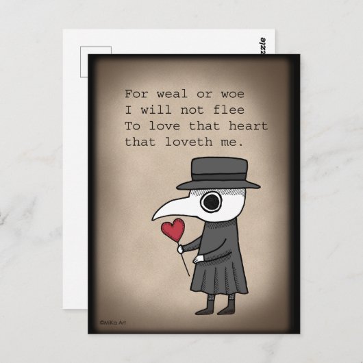 Pestärztin Medieval Liebe Gedicht Creepy Niedlich Postkarte (Vorne/Hinten)