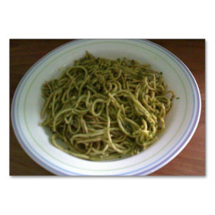Pesto Basil Pasta Reading Flashcards für Erwachsen Tischnummer