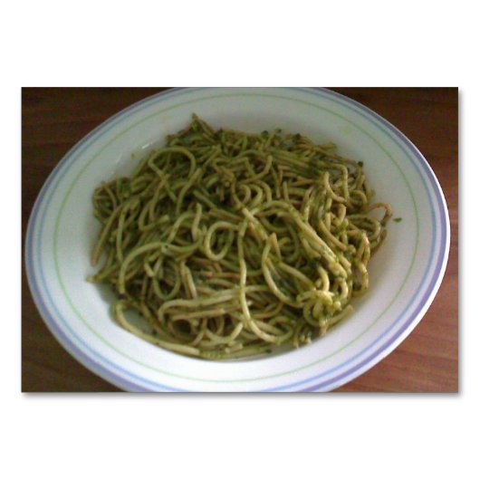 Pesto Basil Pasta Reading Flashcards für Erwachsen Tischnummer (Vorderseite)