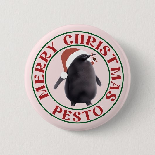 Pesto Penguin Weihnachten Button (Vorderseite)