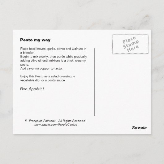 Pesto Postkarte (Rückseite)
