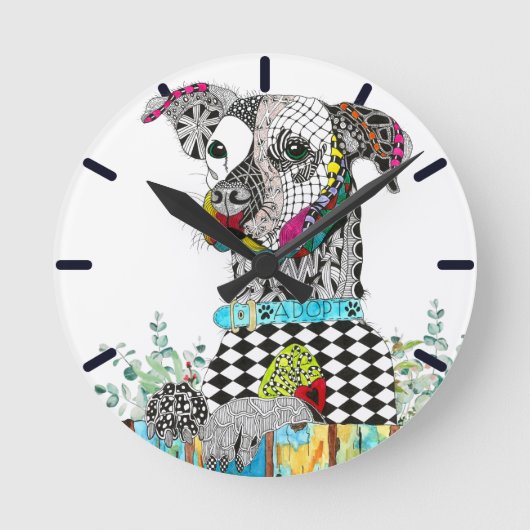 Pet Adoption Awareness and Rescue Clock Runde Wanduhr (Vorderseite)